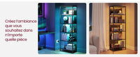 VASAGLE Bibliothèque LED à 6 Niveaux, Étagère à Lumière Réglable, Meuble de Rangement avec Cadre en Acier, 30,3 x 60 x 178,6 cm, pour Salon, Chambre, Bureau