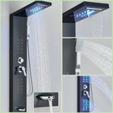 Robinet de douche LED, salle de bains, SPA, douche à Jet de Massage, système de colonne noir mat, panneau de douche de pluie cascade, robinet pulvérisateur de Bidet
