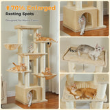 Gros arbre à chat pour chats de grande taille tour à chat robuste avec plusieurs niveaux maison à chat arbre d'escalade avec hamac 11 poteaux en Sisal grand perche