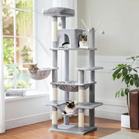 Grand arbre à chat pour grands chats d'intérieur, tour de chat haute pour gros chats avec hamac super grand, arbres grimpant pour chats avec tire à gratter