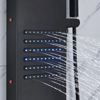 Panneau de douche LED noir, système de tour, cascade de pluie, colonne de douche, Massage hydroélectricité, corps Spa, bain-douche, mélangeur de robinet