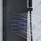 Panneau de douche LED noir, système de tour, cascade de pluie, colonne de douche, Massage hydroélectricité, corps Spa, bain-douche, mélangeur de robinet