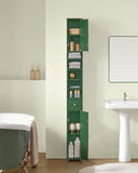 Armoire de salle de bain haute SoBuy BZR34 à 5 compartiments, 1 tiroir et portes, blanche, dimensions approximatives : 20 x 180 x 20 cm.