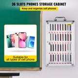 SucceBuy Armoire de téléphone portable à 36 fentes, tableau de poche en alliage d'aluminium argenté, casier de rangement mural pour salle de classe, bureau, salle de sport