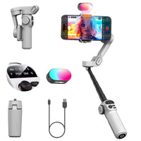 AOCHUAN – stabilisateur de cardan intelligent X2 à 3 axes, pour iPhone et Smartphone Android, avec pôle d'extension intégré, affichage LED