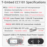 LILYGO® T-Embed ESP32-S3 en gélatine T CC1101 Pad basse consommation-1 GHz RF Transcsec PN532 NDavid RFID I2C Tech Carte LCD Batterie intégrée 1300mAh