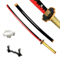 Katana Demon Slayer 41 pouces/104 cm (Tsuyuri Kanao Sanemi Giyuu) en bois bleu, jouet, épée, accessoire de jeu de rôle, personnage, arme