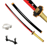 Katana Demon Slayer 41 pouces/104 cm (Tsuyuri Kanao Sanemi Giyuu) en bois bleu, jouet, épée, accessoire de jeu de rôle, personnage, arme