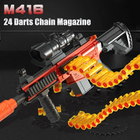 Pistolet jouet VATOS Blaster pour enfants, mode lancer de cartouches, mode tir en chaîne, chargeur 24 fléchettes, manuel, pistolet en mousse, jeu de tir pour garçons de 6 à 8 ans