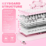 Clavier de jeu sans fil YUNZII C68, clavier mécanique RVB personnalisé Hi-Fi Cute Cat, Silicone 65% échange à chaud ergonomique Kitty Keeb