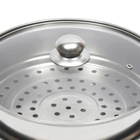 Cuiseur à vapeur en acier inoxydable à 3 niveaux 28CM + couvercle en verre, ustensiles de cuisine, ensemble de marmites à vapeur, cuiseur à vapeur en argent, cuiseur à vapeur pour légumes