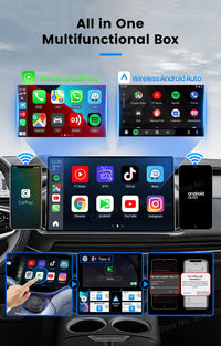 CarlinKit Android 13 LED AI Box, boîtier multimédia intelligent pour voiture, CarPlay sans fil, Android Auto sans fil, puce Qualcomm, carte SD extensible jusqu'à 512 Go