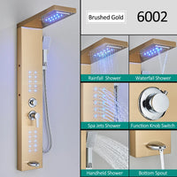 Panneau de douche LED noir, système de tour, cascade de pluie, colonne de douche, Massage hydroélectricité, corps Spa, bain-douche, mélangeur de robinet
