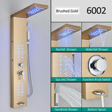 Panneau de douche LED noir, système de tour, cascade de pluie, colonne de douche, Massage hydroélectricité, corps Spa, bain-douche, mélangeur de robinet