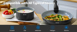 Batterie de cuisine à induction Bezia avec revêtement céramique sain, casseroles et poêles antiadhésives, ensemble 13 pièces avec poignées détachables