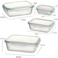 Boîte à déjeuner rectangulaire en borosilicate, 4 pièces, coffre-fort pour micro-ondes, 200-370-640-1000 ml, lot de 4 récipients en verre