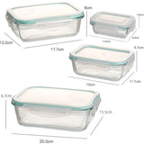 Boîte à déjeuner rectangulaire en borosilicate, 4 pièces, coffre-fort pour micro-ondes, 200-370-640-1000 ml, lot de 4 récipients en verre