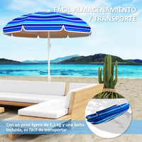 Parasol de plage grande Outsunny Ø180 cm avec angle réglable Protection Uv50+