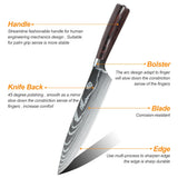 Coffret cadeau de 8/10 couteaux de cuisine MDHAND, couteau de chef à motif damassé laser, en acier inoxydable à haute teneur en carbone, couteau à fruits tranchant
