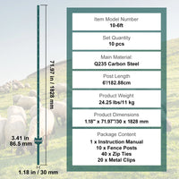 Poteau de clôture SucceBuy en forme de T, poteau métallique robuste, piquet en acier résistant pour jardin, pelouse, ferme, clôture extérieure en fil de fer