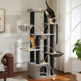 Gros arbre à chat pour chats de grande taille tour à chat robuste avec plusieurs niveaux maison à chat arbre d'escalade avec hamac 11 poteaux en Sisal grand perche