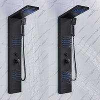 Panneau de douche LED noir, système de tour, cascade de pluie, colonne de douche, Massage hydroélectricité, corps Spa, bain-douche, mélangeur de robinet