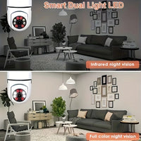 Caméra de sécurité sans fil WiFi 5 GHz, 360°, compatible avec l'application Ease Life et utilisable en intérieur et extérieur (culot E27 à visser).