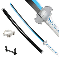 Katana Demon Slayer 41 pouces/104 cm (Tsuyuri Kanao Sanemi Giyuu) en bois bleu, jouet, épée, accessoire de jeu de rôle, personnage, arme