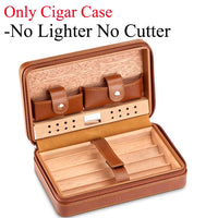 Boîte à cigares Portable, étui à cigares de voyage en cuir et bois de cèdre, boîte à cigares avec ou sans coupe, briquet Puro, ensemble d'accessoires