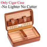 Boîte à cigares Portable, étui à cigares de voyage en cuir et bois de cèdre, boîte à cigares avec ou sans coupe, briquet Puro, ensemble d'accessoires