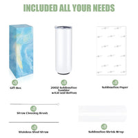 HTVRONT 8 pièces en acier inoxydable 20 OZ gobelets à Sublimation maigre droit gobelet à Sublimation blanc bricolage tasses tasses avec papiers de Sublimation