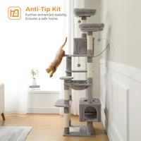 Grand arbre et tour pour chats d'intérieur, avec postes à gratter recouvertes de Sisal, hamac spacieux, perchoirs rembourrés et condos, jouets pour chats
