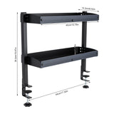 Étagère de bureau à pince, organisateur d'étagères d'angle à 2 niveaux, au-dessus ou sous la table, noir