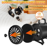 Sèche-cheveux intelligent à ions négatifs pour animaux de compagnie, idéal pour les grands chiens. Puissance : 3 500 W. Équipé de 4 embouts.