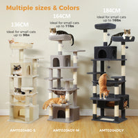 Grand arbre et tour pour chats d'intérieur, avec postes à gratter recouvertes de Sisal, hamac spacieux, perchoirs rembourrés et condos, jouets pour chats
