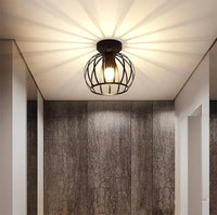 Plafonnier industriel vintage en métal en forme de cage, lampe suspendue rétro, abat-jour pour couloir
