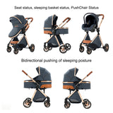 Poussette bébé 3 en 1 poussette légère pour nouveau-nés voyage pliable bébé voitures infantile poussette landau siège auto bébé