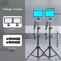 Kit d'éclairage LED pour studio photo et vidéo avec trépied et filtres RVB, idéal pour les prises de vue en direct et le streaming sur YouTube.