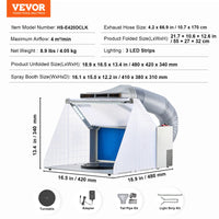 SucceBuy Cabine de pulvérisation d'aérographe Kit de cabine de pulvérisation de peinture d'aérographe portable à double ventilateur avec lumières LED et tuyau d'extension d'échappement