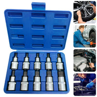 [EU Stock] 10pc clé à douille 1/2 douilles multi-dents internes jeu de douilles M4-M18 Allen Hex Cliquet Enroulé M-Sleeve Drive Socket