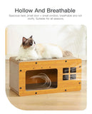 Griffoir pour chat, maison et bac à griffer, griffoir en bois détachable, poteau à griffer en papier ondulé