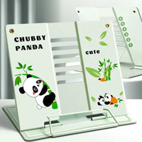 Porte-livre en métal vert clair pour enfant avec illustration de panda, réglable en 6 positions