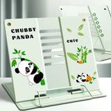 Porte-livre en métal vert clair pour enfant avec illustration de panda, réglable en 6 positions