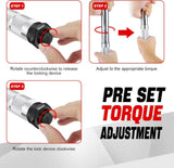 Clé dynamométrique à cliquet DayPlus 28-210Nm, clé à écrou de roue de boulon de roue de 1/2" incl. Douilles d'extension et de boulon de roue 17 mm-19 mm-21 mm