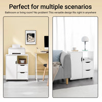 SoBuy FBT105-W table d'imprimante avec 2 tiroirs et 1 porte fichiers armoire rouleau conteneur chariot de bureau chariot latéral conteneur de bureau blanc