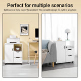SoBuy FBT105-W table d'imprimante avec 2 tiroirs et 1 porte fichiers armoire rouleau conteneur chariot de bureau chariot latéral conteneur de bureau blanc