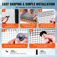 Kit de protection anti-oiseaux et autres nuisibles pour panneaux solaires SucceBuy, enroulable, avec fixations en acier inoxydable, revêtement PVC antirouille et maille métallique.
