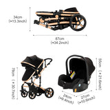 Poussette compacte 3 en 1, combinaison poussette-siège auto, poussette multifonctionnelle haute pour bébé et enfant en bas âge.