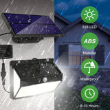 LED solaire fendu applique 3 Mode étanche capteur de mouvement lampe sécurité extérieure éclairage public lampe solaire pour jardin applique murale