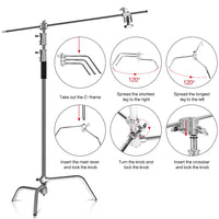SH-Support d'éclairage RapDuty C en acier inoxydable, support de photographie, bras de maintien, 260cm, 107cm, recommandé Max, liquimanquer, un cadeau